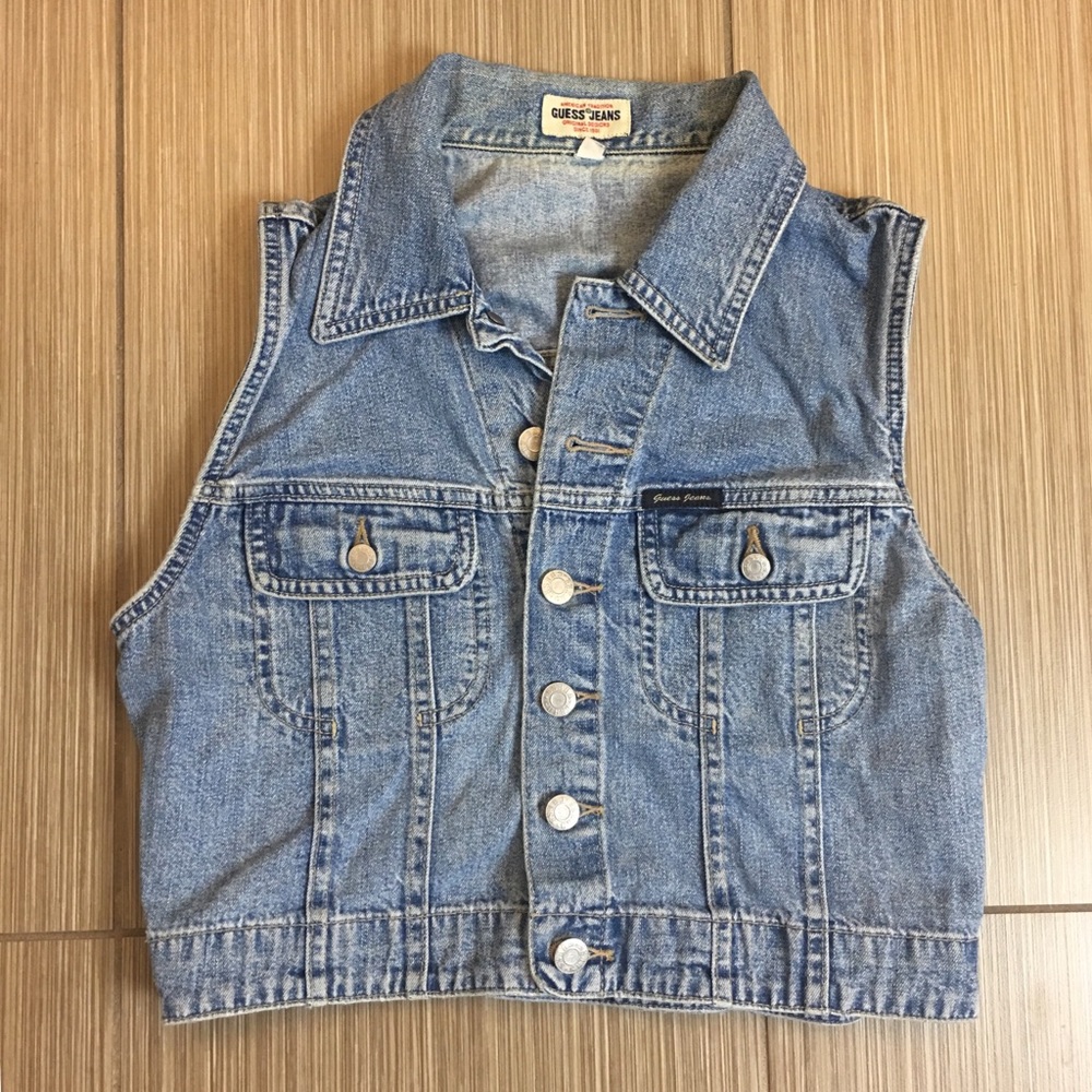 ⤵️$40 GUESS - Womens Denim Jean Jacket Cropped